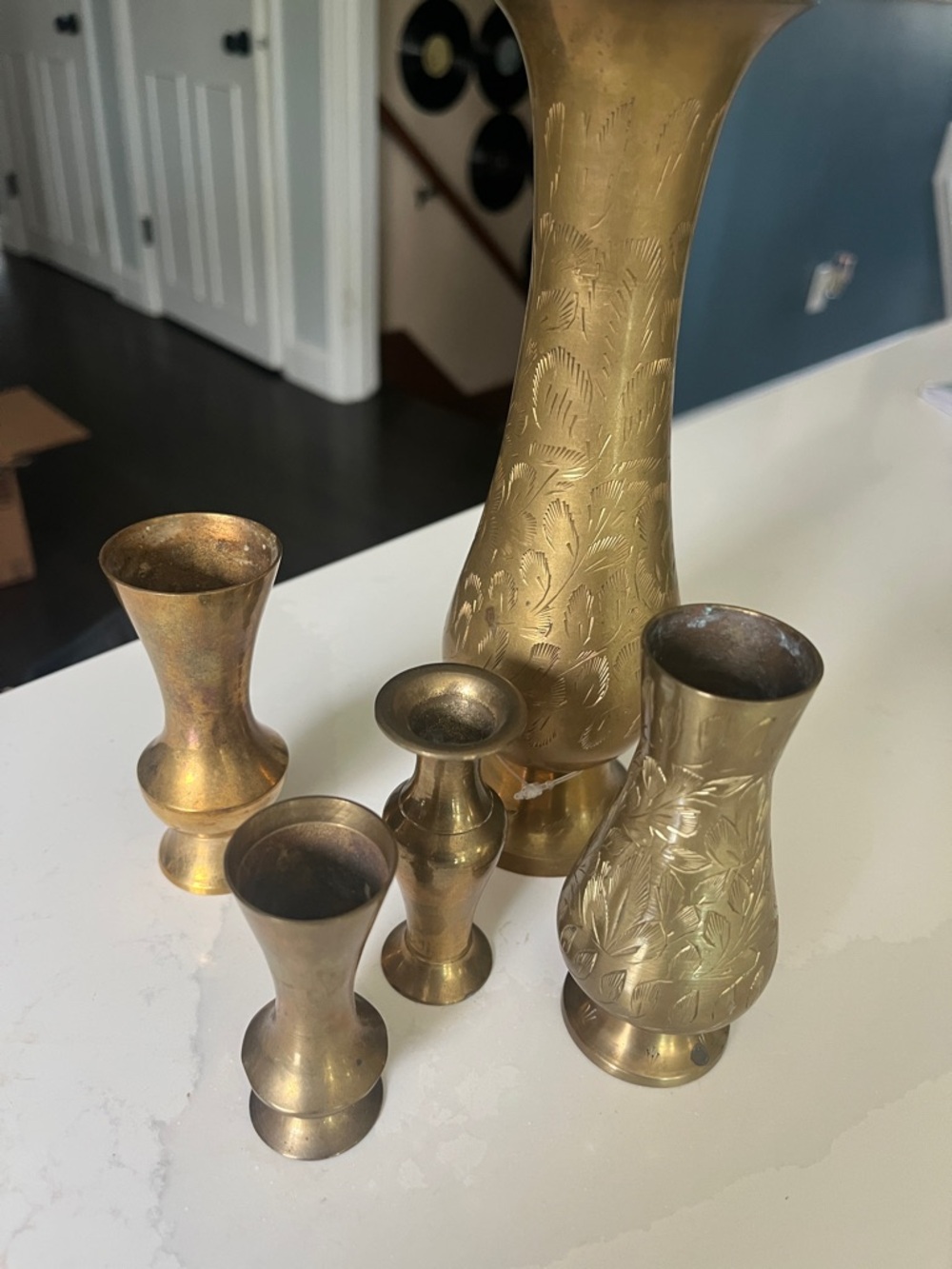 Brass Decorative Vases Set - Gold Finish